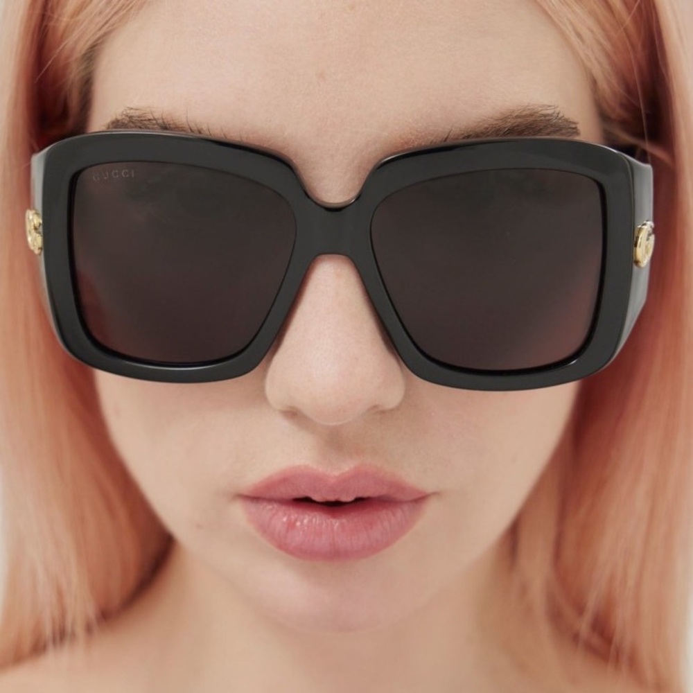 NEW GUCCI GG1402S 001 OVERSIZED WOMEN BLACK SUNGLASSES GUCCI - Picture 4 of 14